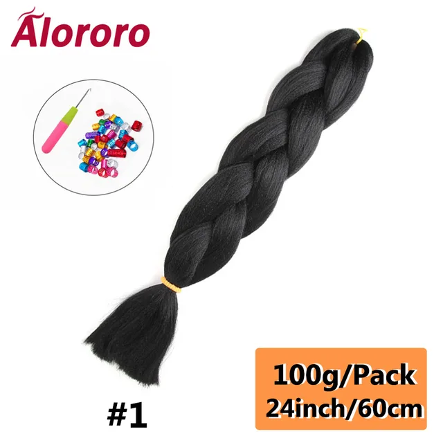 Alororo Synthetic Kanekalon Hair 24 Inch Ombre Extensions Hair for Braids Afro Blue Pink Purple Crochet Braiding Hair Wholesale 24inches-1