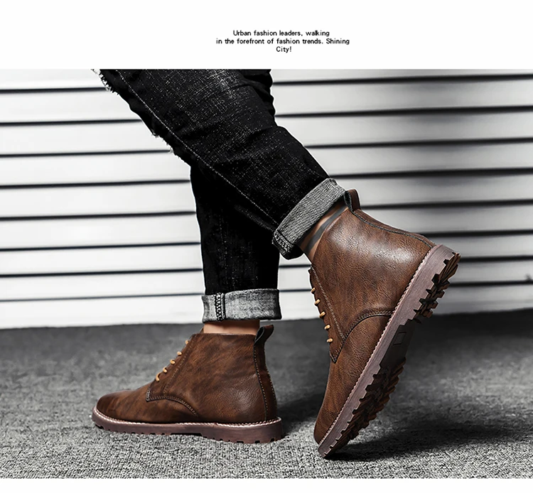 Mens Boots Retro Leather Ankle Boots for Men New Man Shoes Ankle Boot Men Design Fashion Shoes