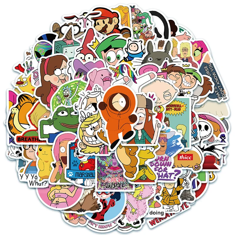 10/30/50 PCS Latest Cartoon Character Collection Graffiti Stickers Waterproof Suitcase Guitar Toy Decoration Stickers Wholesale