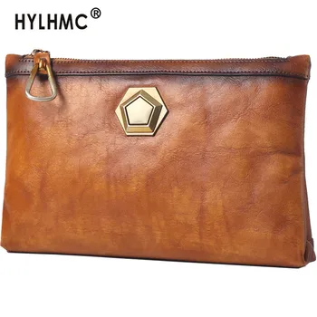 

Cowhide Clutch Bag Men's Bag Envelope Bag Fashion Business Men Clutch Bag Retro Casual Leather Large-capacity Soft Leather Solid