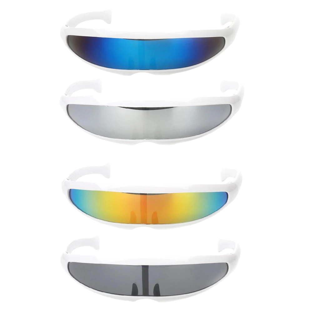 4pcs Gray Yellow Blue Alien Space Robot Cyclops Futuristic Cosplay Costume Novelty Women Men Sunglasses