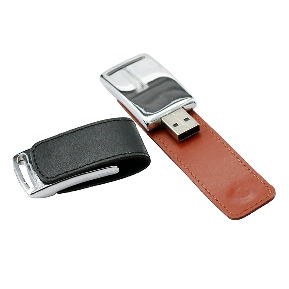 Кожаный и металлический usb-брелок, флеш-накопитель, Модный USB 2,0, флеш-накопитель, 8 ГБ, 16 ГБ, 32 ГБ, 64 ГБ, 128 ГБ, 256 г, флешка, карта памяти