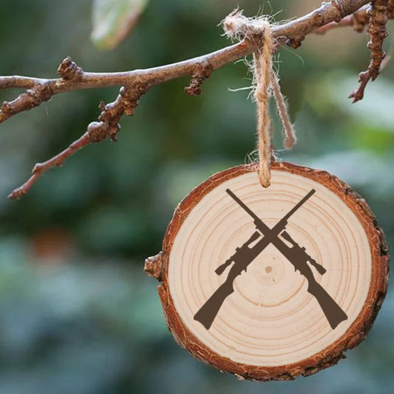 

Christmas Hunting Wooden Christmas Tree Ornament Home Decor Live Edge Tree Slice Hunting Deer Christmas Decorations Gifts