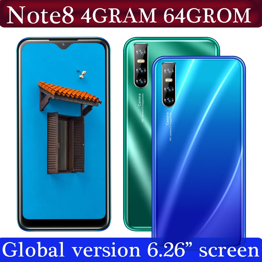 Смартфон Note8 4 Гб ОЗУ WCDMA android 6 26 дюйма 19:9 Full HD экран с вырезом-капелькой