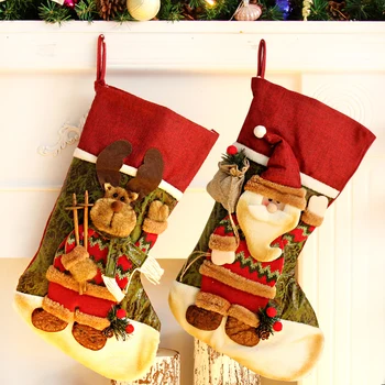 

Ornaments Gifts Christmas Stocking Cartoon Decorations for Tree Candy Christmas Stocking Regali Natale Party Supplies DB60SD
