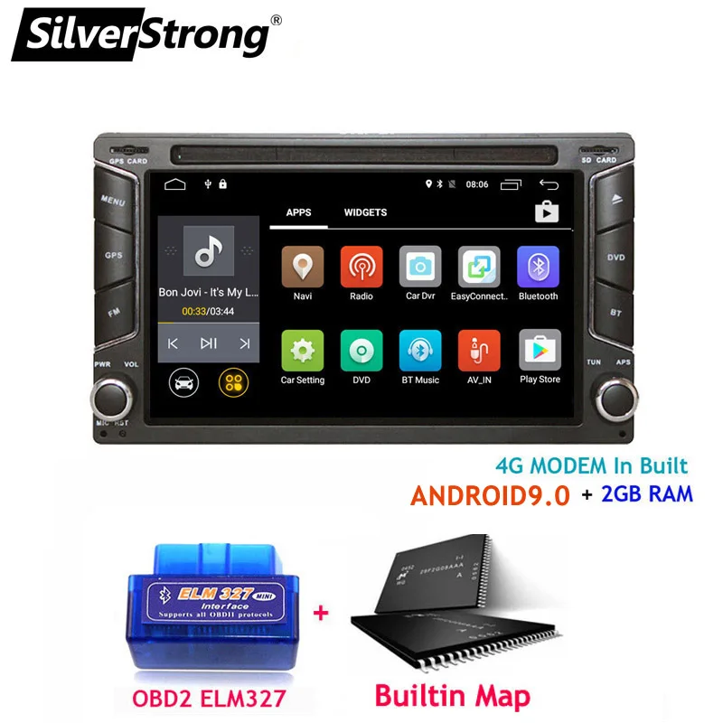 SilverStrong Android9.0 2Din автомобильный DVD 4G модем 2Din радио универсальный автомобильный стерео двойной Din gps автомобильный android радио 6258