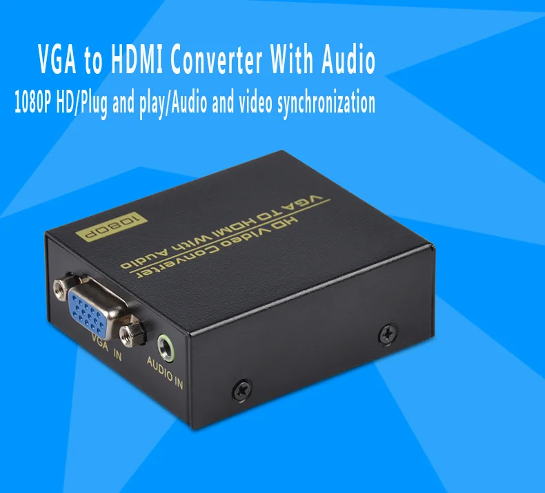 VGA Аудио преобразователь видеосигнала HDMI Аудио Синхронизация выход VGA вход HDMI выход компьютерный монитор HD 1080P