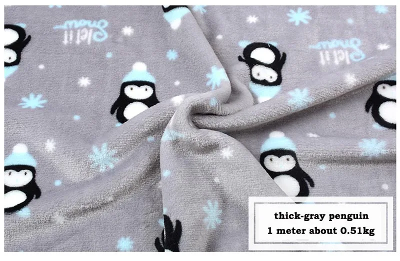 thick penguin Фланелевая мягкая теплая ткань в горошек с рисунком кролика, панды, кота, клубники, цветов для детей, зимняя одежда, ночная рубашка, одеяло, ручная работа - Цвет: thick penguin