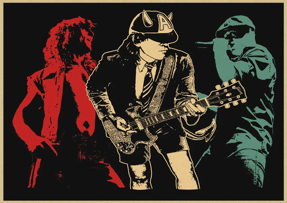 Австралийская рок-группа ACDC Malcolm Angus крафт-бумага винтажный настенный плакат стикер
