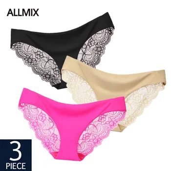 

ALLMIX 3Pcs/lot Sexy Women's Hollow Out Panties Set Underwear Seamless Lace Briefs Low Rise Female Soft Panty Sexy Lady Lingerie