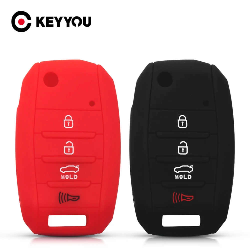 KEYYOU Silicone Key Case Cover 4 Buttons Flip For KIA Rio Sportage 2016 Ceed Sorento Cerato K2 K3 K4 K5 Folding Car | Автомобили и