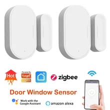Zigbee – capteur d'ouverture de porte/fenêtre pour Tuya, alarme de sécurité intelligente, Compatible avec Alexa et Google Home Hub requis