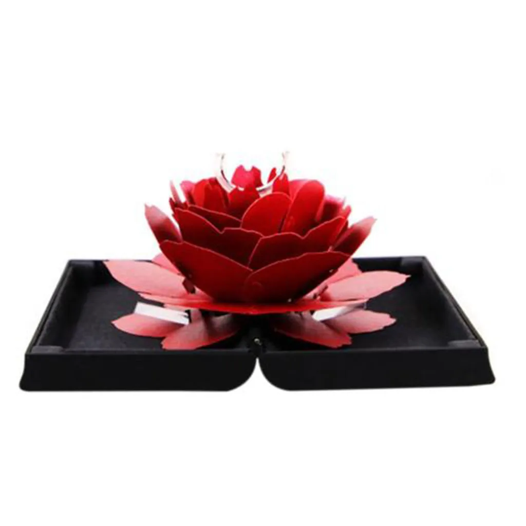 HSU 3D Pop Up Rose Ring Box Свадебные обручальные ювелирные изделия держатель для хранения Чехол сумка для хранения багажа Органайзер Лидер продаж - Цвет: Black