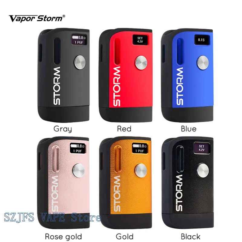 

Electronic Cigarette Box Mod Original Vapor Storm S1 CBD Mod 800mAh Battery Vape adjustable Voltage Support 510 Tank Vaporizer