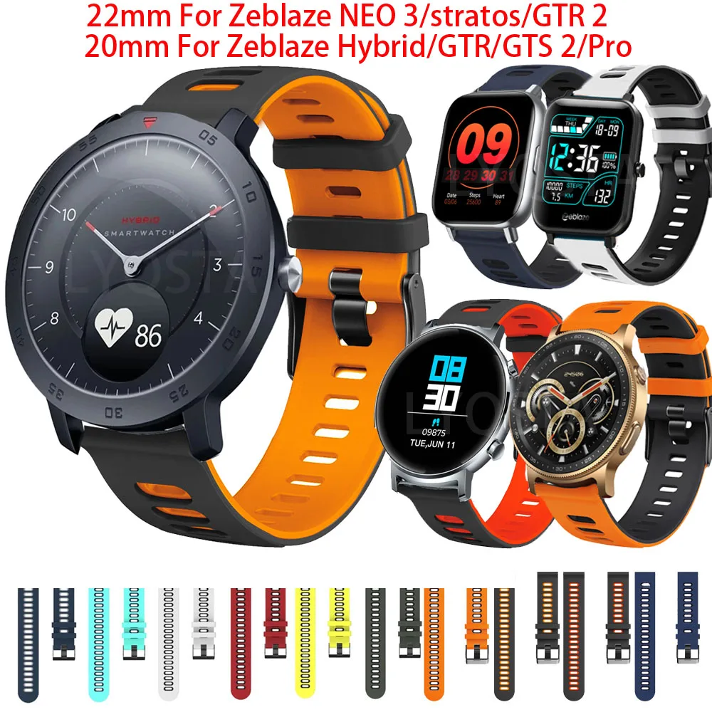 Cinturino In Silicone Per Zeblaze Vibe 7 Pro/Neo3/Gtr2 Smart Watchband 20 22Mm Bracciale Cinturini Da Polso Per Zeblaze Hybrid/Gtr/Gts/Gts Pro