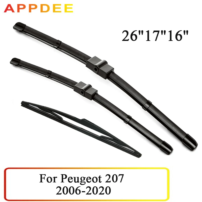 Wiper Front & Rear Wiper Blades Set For Peugeot 207 Hatchback 20062020