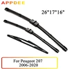 Wiper Front & Rear Wiper Blades Set For Peugeot 207 Hatchback 2006-2020 Windshield Windscreen Front Rear Window 26"+17"+16" 1