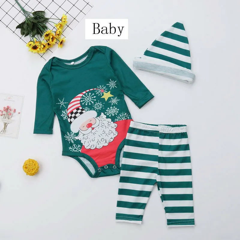 Baby Romper 100 1 шт. Рождество Семейные комплекты Милая Пижама для взрослых Для женщин детская полосатая одежда для сна, Комплект ночной одежды плюс - Высота: Baby Romper 100