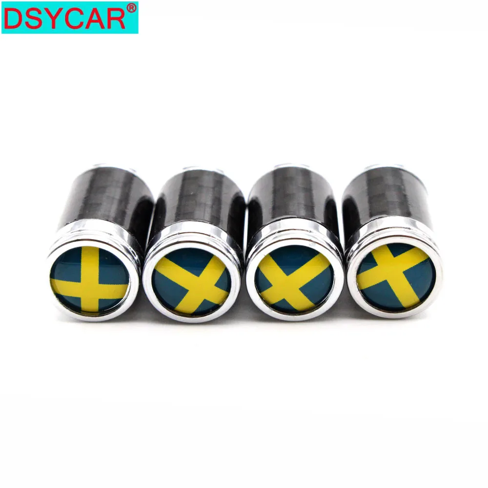 

DSYCAR 4Pcs/Set Car Copper Carbon Fiber Tire Valve Stems Caps Wheel Tires Tire Stem Air Cap Airtight Covers Wheels Tires Parts