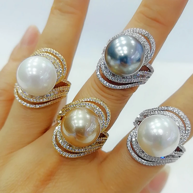 GODKI, трендовые массивные кольца с крученым жемчугом для женщин, кубический циркон, кольца на палец, бусины, очаровательное кольцо, богемное пляжное ювелирное изделие
