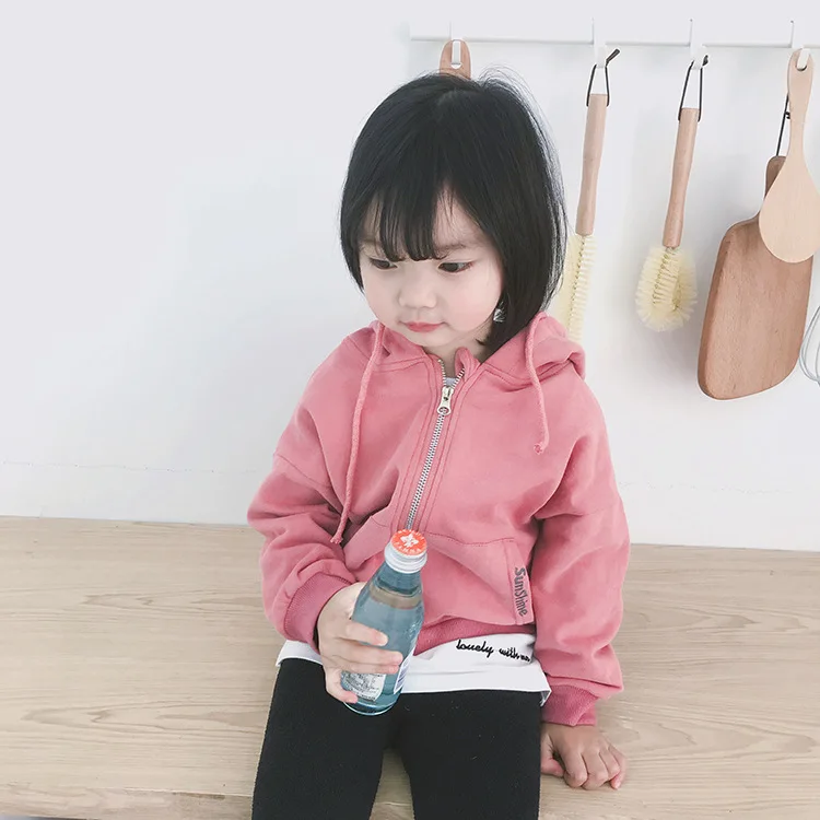 Summer New Style 1-6-Year-Old Girls Cute Sweet Versatile Simple Athletic Hooded Coat
