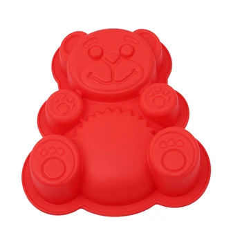 

Blue / Red Silicone Bear Shape Mold Decorating Cake Tool DIY Cookie Tray 3D Kitchen Baking Cake Mould
