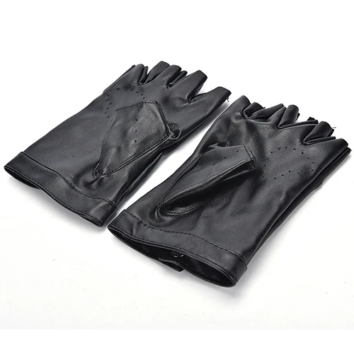 1 пара, женские модные черные перчатки из искусственной кожи с открытыми пальцами, классные перчатки без пальцев, перчатки для мальчика для фитнеса