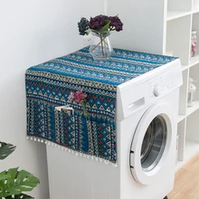 Полосатый пылезащитный чехол для стиральной машины в деревенском стиле для дома, отеля, дома, стиральной машины, пылезащитный декоративный полиэфирный чехол