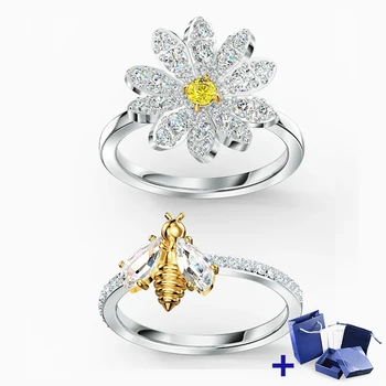 

High Quality Original SWA Ring with Original Marking ETERNAL FLOWER RING SET Woman Jewelry Wedding Party Jewelry Free Shipping