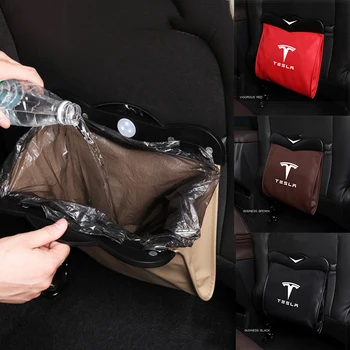 

Car Garbage Bag Storage Pouch for Tesla Badge Model3 Model S Roadster Cybertuck ModelX Auto Seat Back Trash Poke Accessories