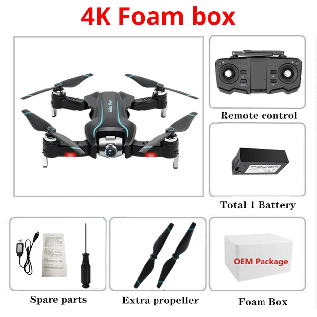 Складной Дрон S17 50 раз зум ESC двойная камера HD wifi FPV оптический поток RC Квадрокоптер вертолет камера 4K Дрон VS SG901 SG106 - Цвет: 4K Foam Box