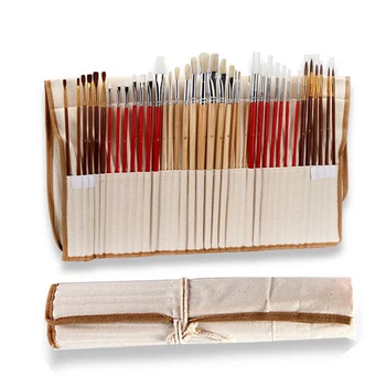 

38Pcs Paint Brushes Set With Canvas Bag For Oil Acrylic Watercolor Painting Long Wooden Handle Multifunction Brush Art Supplies