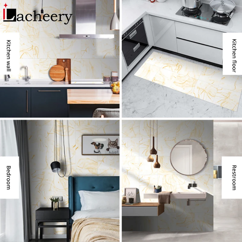 

Floor Renovation Decals Vinyl Self Adhesive Marble Tiles Wall Stickers Living Room Bathroom Waterproof Non-slip Floor Decor Film