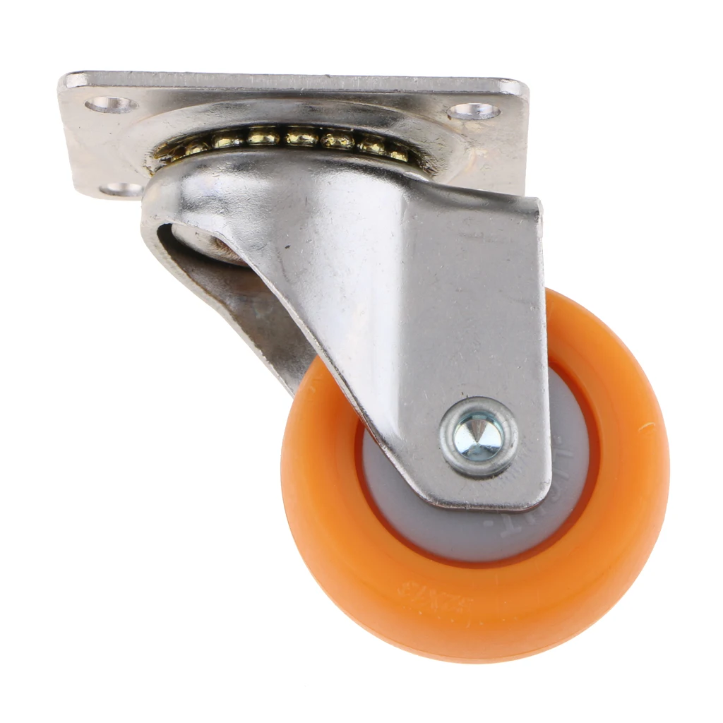 Orange Nylon All Swivel Caster Wheels Plate Castor for Trolleys 32mm, 17kg, 10pcs Set