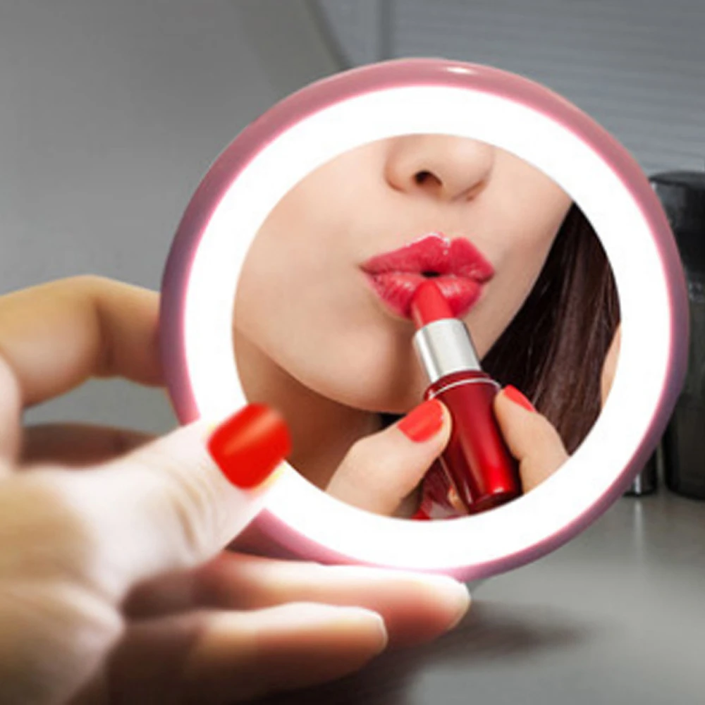 Led Makeup Mirror mini Portable Face Adjustable Touch Dimmer Vanity Pocket Compact Cosmetic Make up | Красота и здоровье