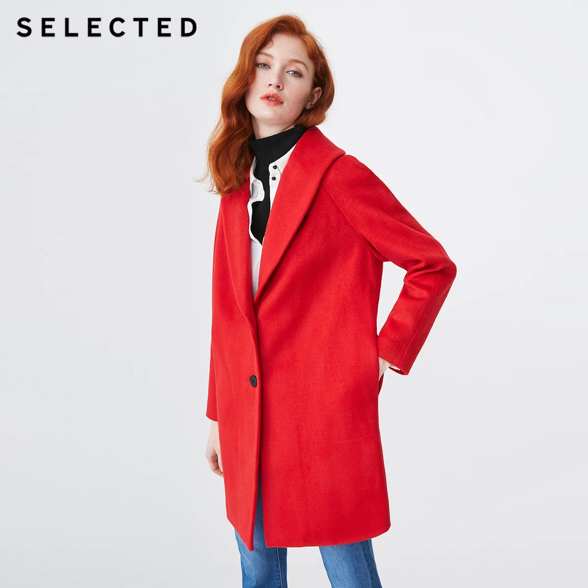 Избранное осеннее шерстяное пальто свободного кроя шерстяное пальто S | 419127505 - Color: BARBADOS CHERRY