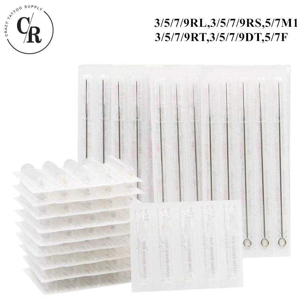 Tattoo Needles and Tips Set,50pcs Disposable Mixed Tattoo Needles＆50pcs