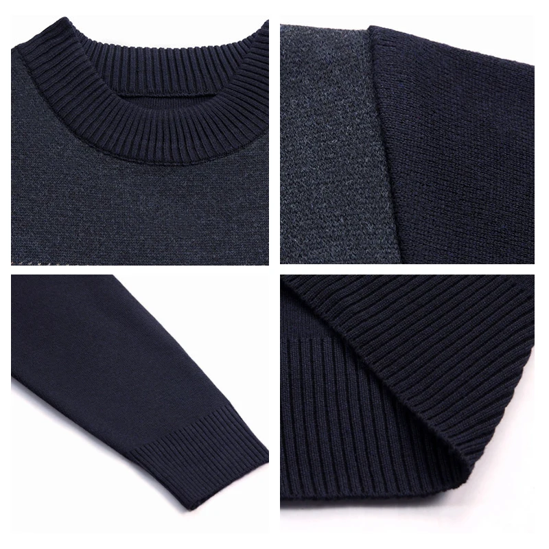 Popular Sweater Men Patchwork Knitted Pullover Men Autumn Winter Warm Slim Fit Sweaters O-Neck Pull Homme Brand Clothes