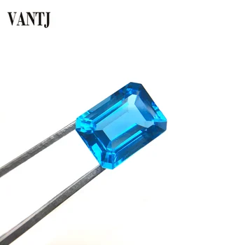 

VANTJ Real Natural Blue Topaz Loose Gemstone Brilliant OCT Cut For Silver Gold Ring Mounting Fine Jewelry Women Party Gift