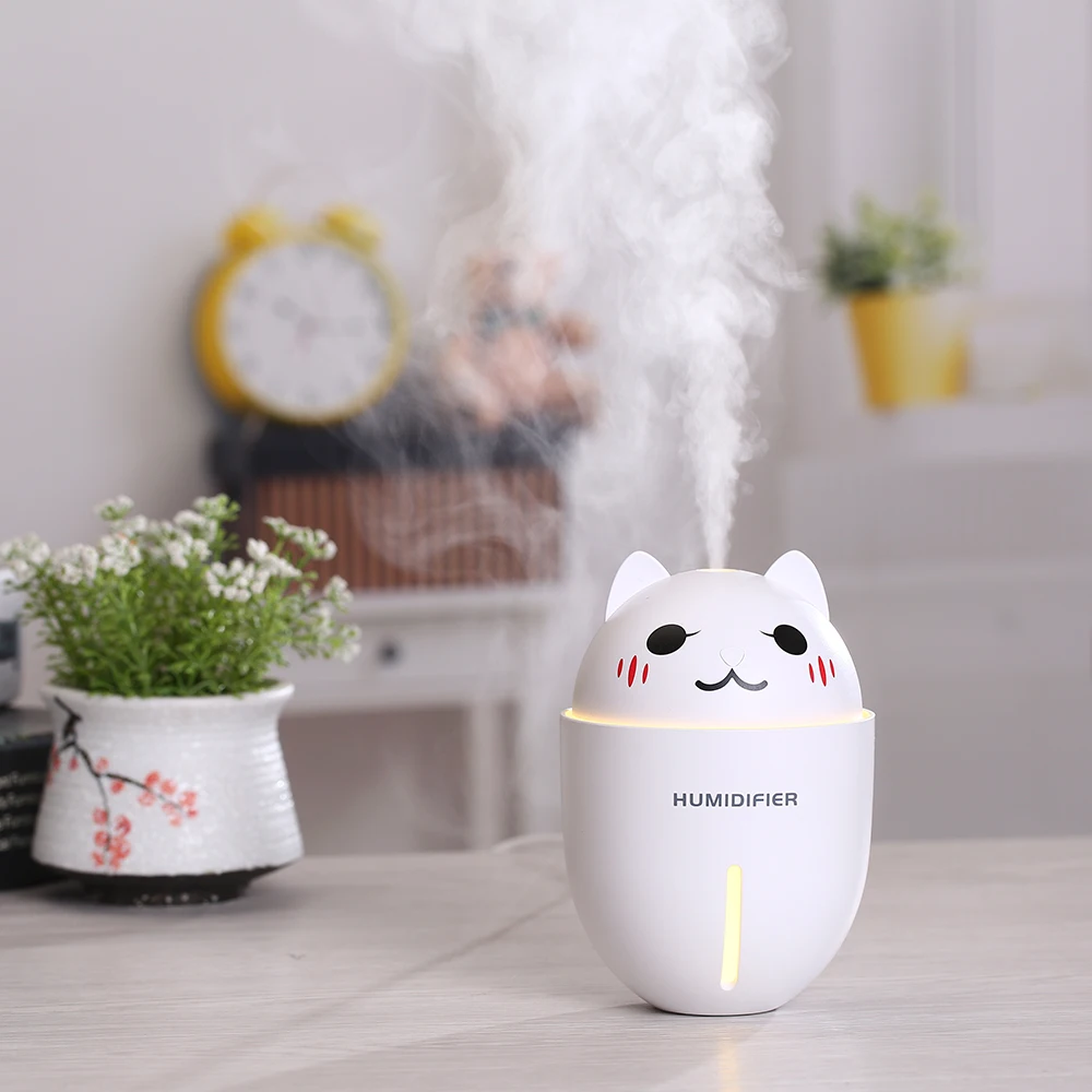 

3 in 1 320ML USB Air Humidifier Ultrasonic Cool-Mist Adorable Pet Mini Humidifier With LED Light Mini USB Fan Christma gift car