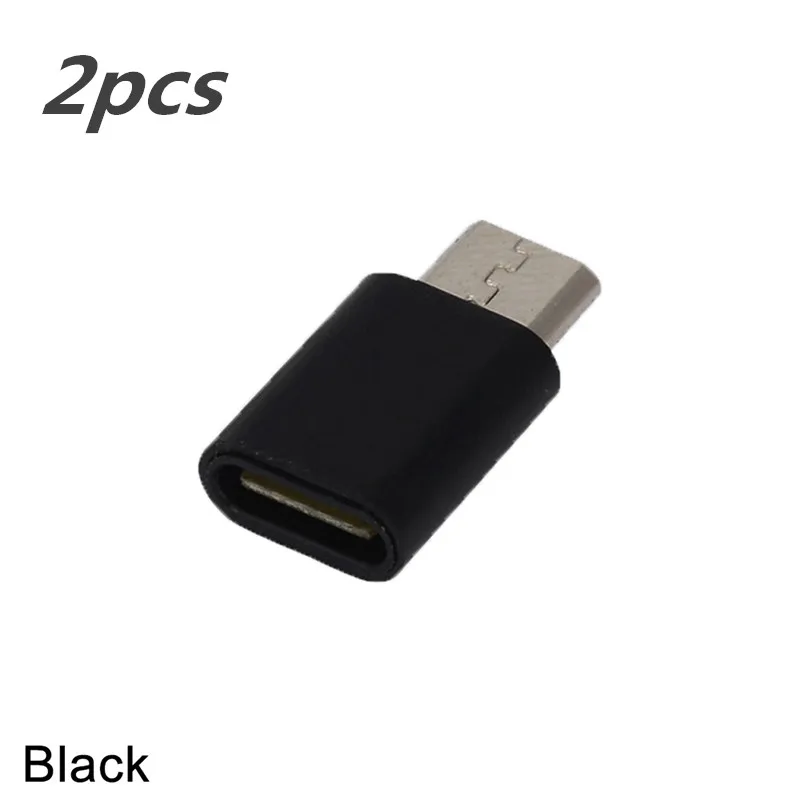1/2 шт. Тип C разъем Micro USB Мужской зарядный адаптер конвертер адаптер данных высокой Скорость Аксессуары для мобильных телефонов - Цвет: 2pcsBK