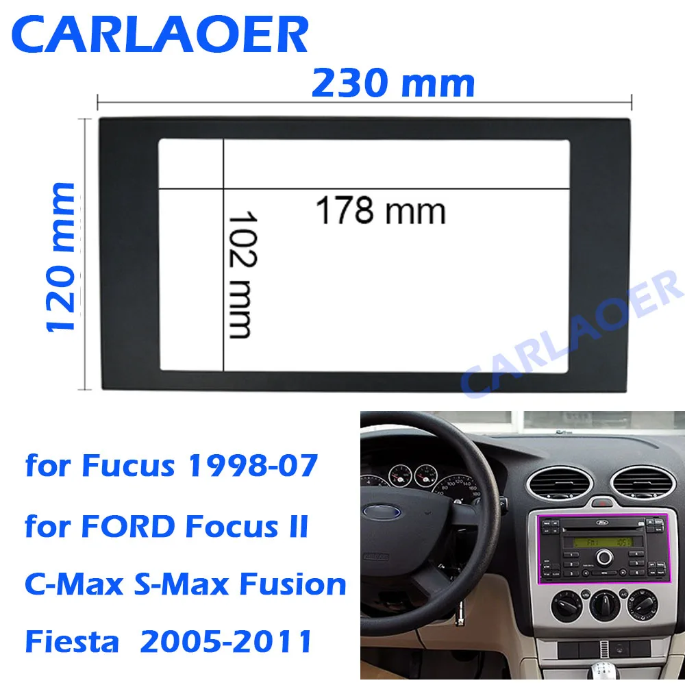 For Ford Focus 2 Din frame to Car Radio for C-Max S-Max Fusion Transit  Fiesta use car Multimedia radio player Double din Fascia