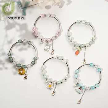 

Daisy Crystal Beaded Bracelets Women Sweet Dumbo Handwork Bracelet Flower Charms Jewelry Making