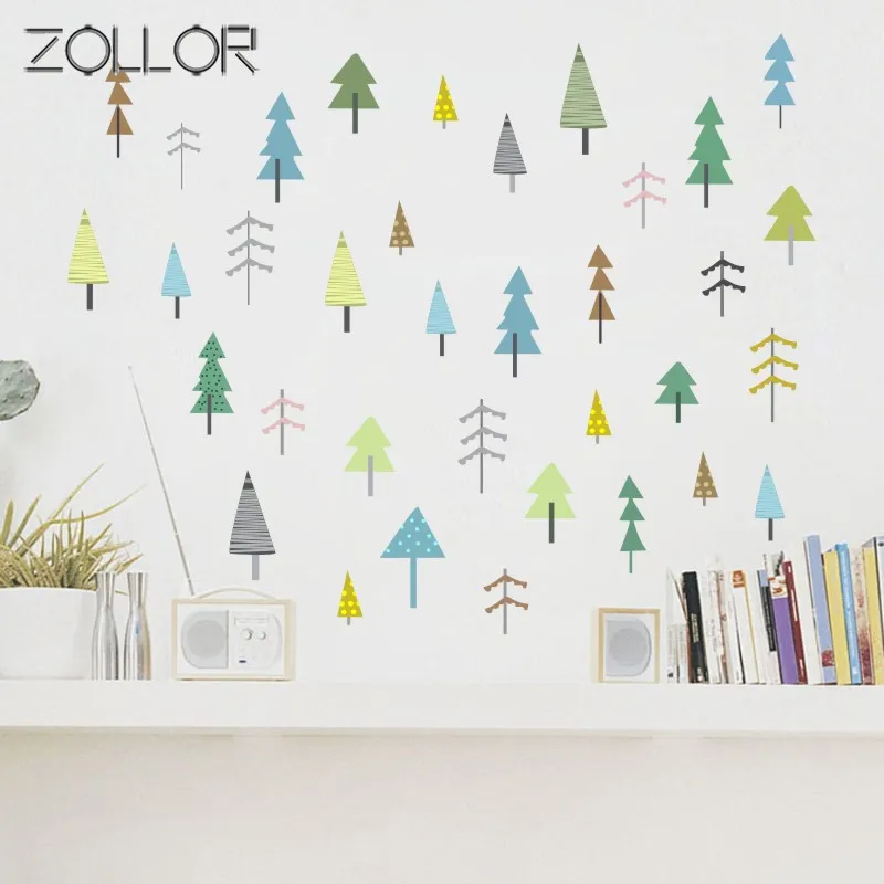 

ZOLLOR Sapling Cartoon Trees Ins Wall Sticker DIY Nordic Style Baby Kids Room Decals Removable Bedroom Home Office Decor Paste