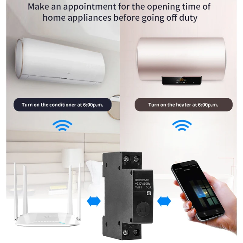 Smart Life(tuya) app 1P 18mm WiFi Smart Circuit Breaker Switch with  Alexa google home for Smart Home