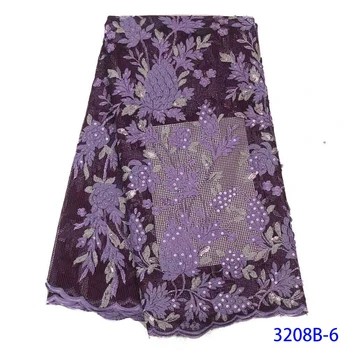 

Popular Sequins Lace Fabrics French Mesh Lace Fabric High Quality Sequence Fabrics Nigerian Net Lace For Wedding Party AMY3208B