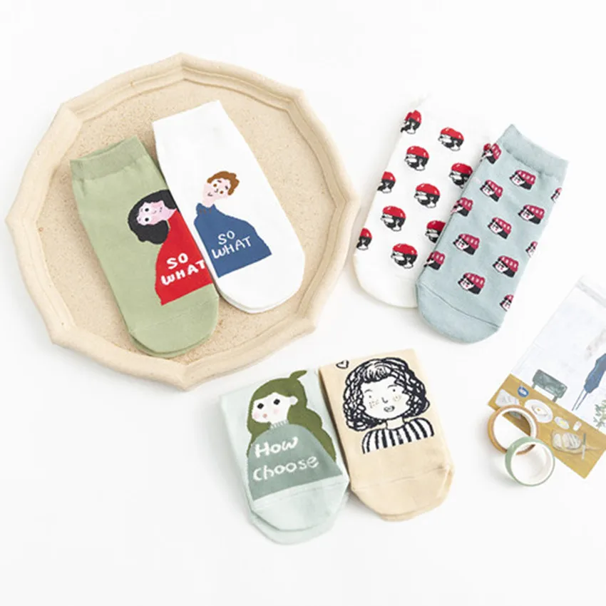 

2020 new female socks funny avatar series boat socks cotton tide socks Japanese cute cartoon creative special recommendation