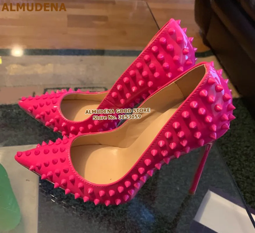 1907S1018 玫红漆皮全柳钉好评晒图 (1)