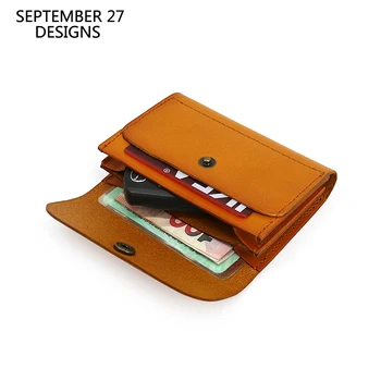 

Credit Card Wallets Genuine Leather Handmade ID Bus license Card Bag Men Cowhide Mini Waist Bag Coin Purses Women Small Wallet