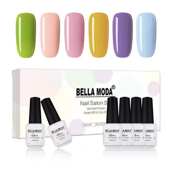 

BELLA MODA 8ml Gel Nail Polish Set Soak Off UV LED Gel Polish Nail Art Manicure 6 Colors Set With Gift Box Gel Varnish